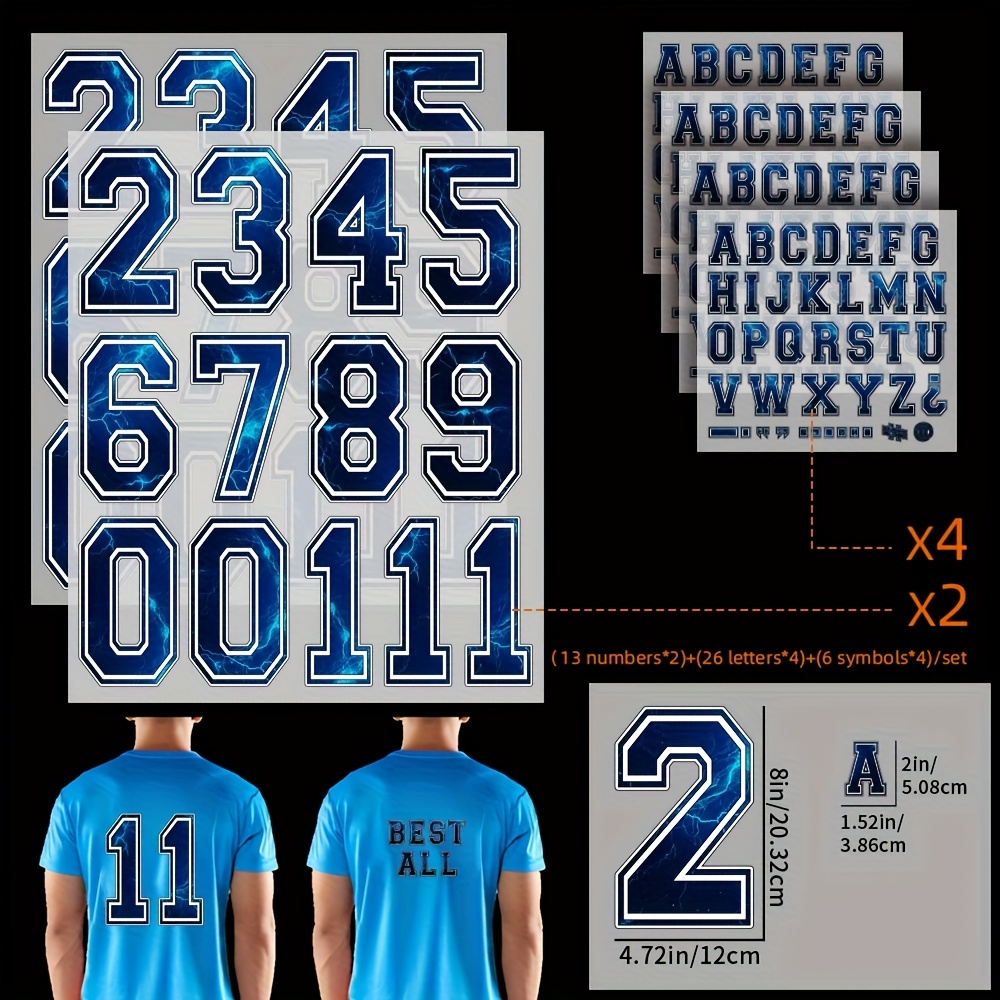 2pcs Extra-large Number Combo + 4pcs Letter Combo, And Fashionable, Basketball Player Number, To Idols, Sports Competition, Large Numbers, Pattern, Heat Transfer Stickers, Suitable For T-shirts, Bags