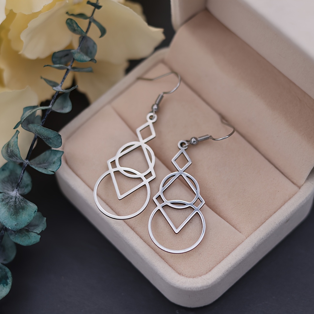 E-shop 304 304 304 304 Edelstahl Geometrische Form Dreieck Quadrat Kreis Charms Ohrringe für Schmuck Mode Zusätze, Ohne Batterie