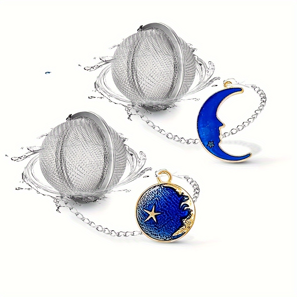 

2pcs Tea Infuser, Tea Strainers For Loose Tea, Gold Plated Enamel Moon Star Charm Pendant Tea Ball Tea Gifts For Women