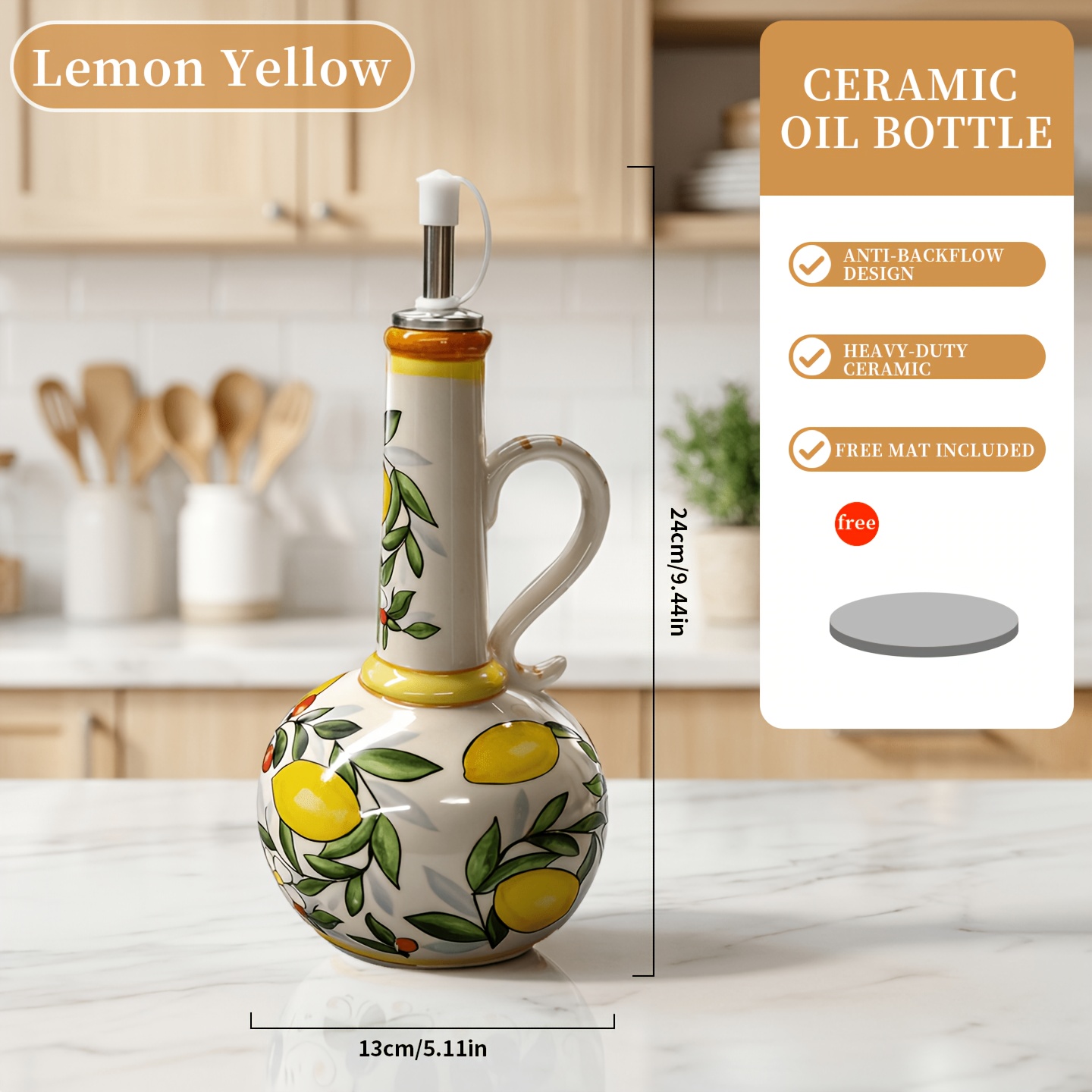 Temu – TEMU Fair Hand-painted Green Underglaze Ceramic Set – Anti-drip, Leak-proof Kitchen Dispensers
