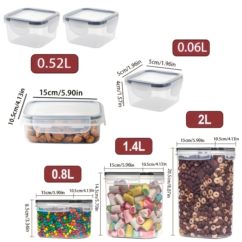 TEMU 14pcs Set (including 7pcs Lids And 7pcs Boxes) Kitchen Food Jars, Pvc-free, Food-grade Plastic Jars, Sealed Food Storage Containers With Lids,