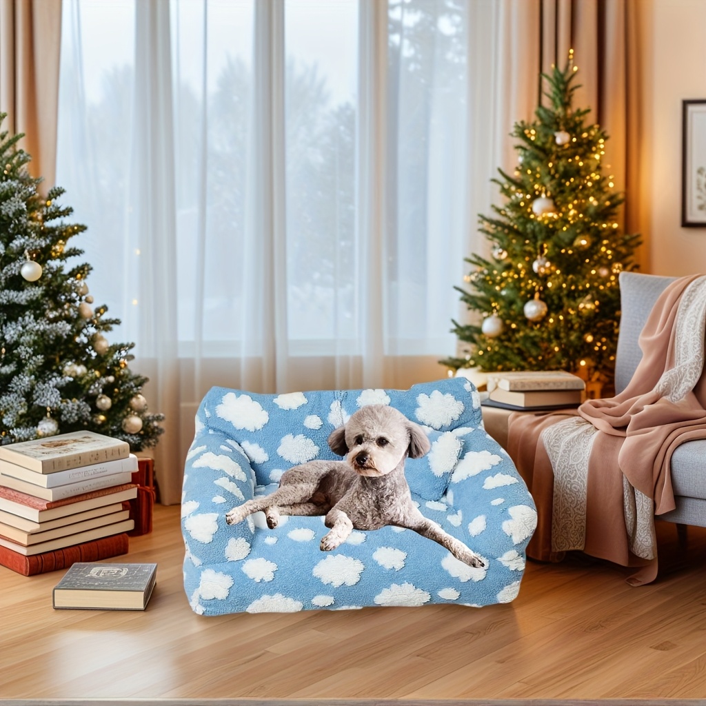 cozy cloud pattern pet sofa bed for dogs cats large   soft warm detachable cover ideal for indoor outdoor use   sofa bed   design durable polyester cover pet beds Product details 6