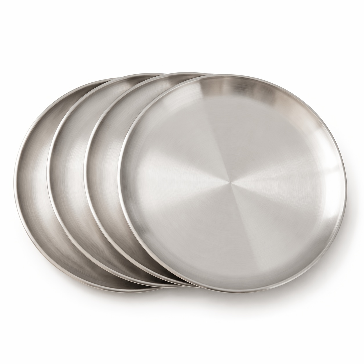 TEMU Stainless Steel Matte Dinner Plate Home Western Steak Flat Dish Dessert Fruit Serving Plate Catering Commercial Tableware