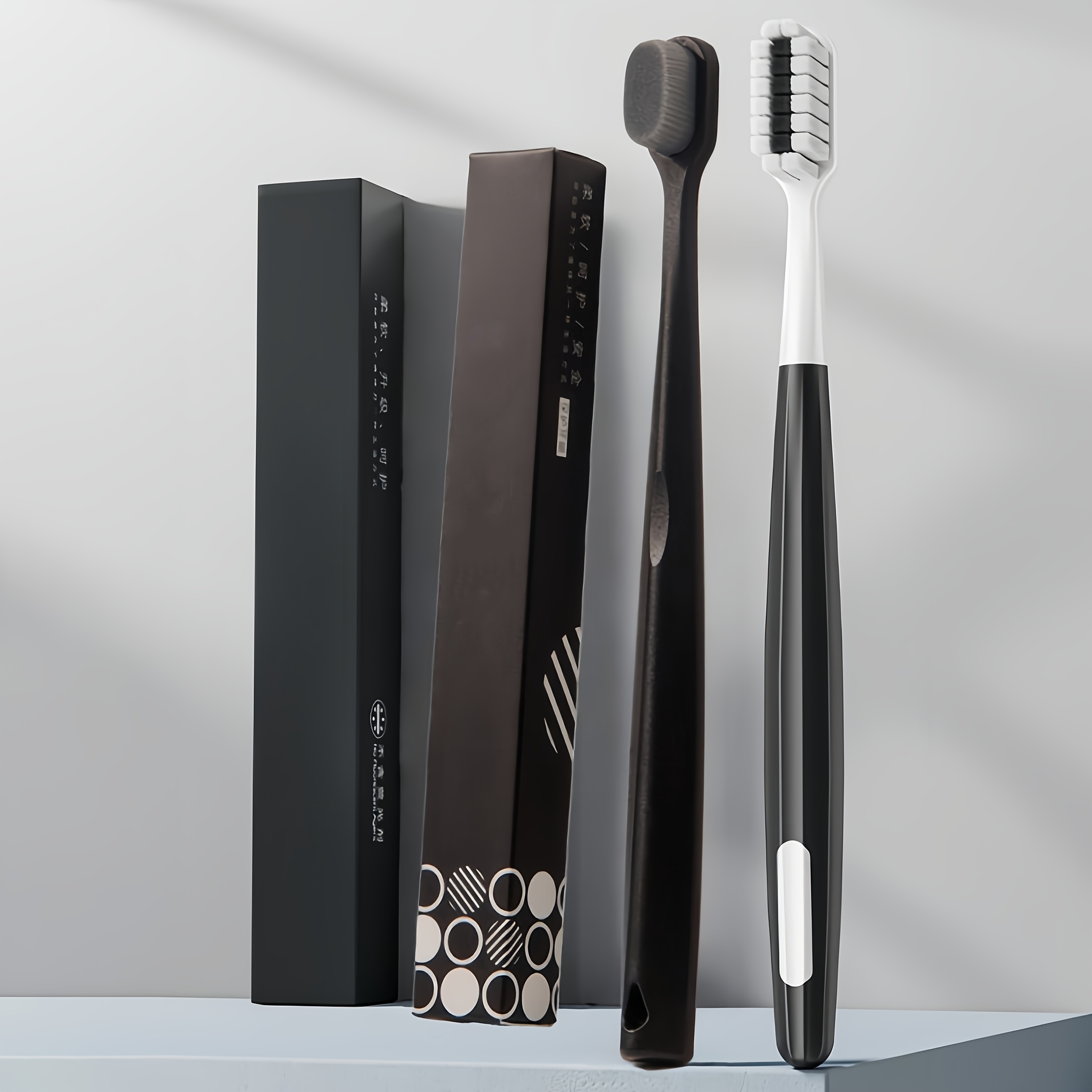 2-Pack Black Adult Soft Bristle Toothbrushes, Individually Sealed