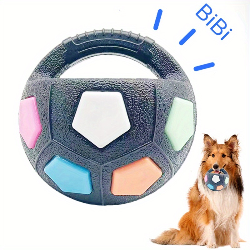 Image of 1pc/2pcs Soccer Ball Pet Vocal Toy, Durable Tpr Material, 5.51inch Dog Toy With Carrying Handle, Suitable For Throwing And , Interactive Pet Toy, Sturdy And Durable, Suitable For All Sizes Of Dogs