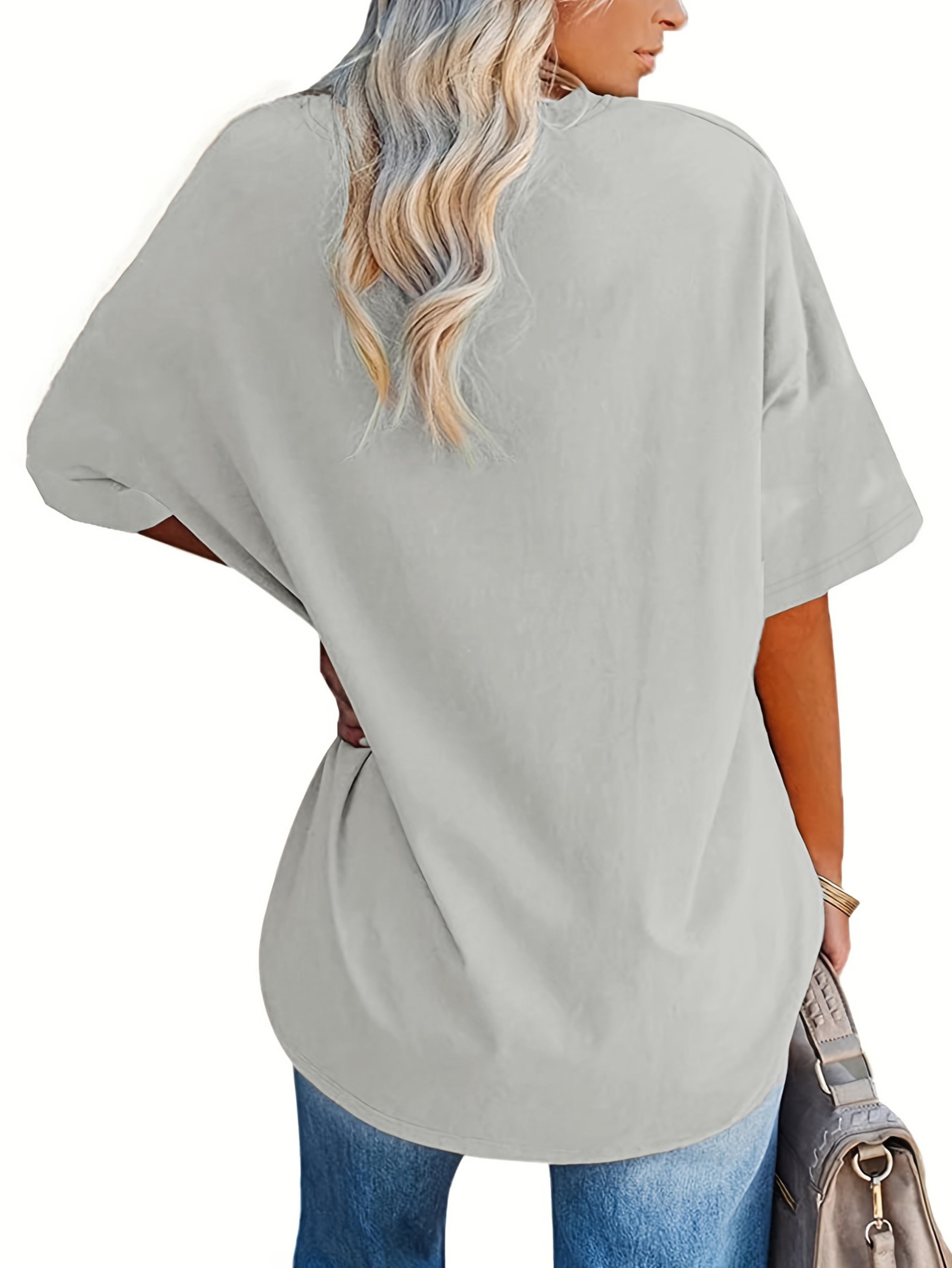 Plus Size Solid Simple T-Shirt, Casual Crew Neck Short Sleeve T-Shirt, Women's Plus Size?Clothing