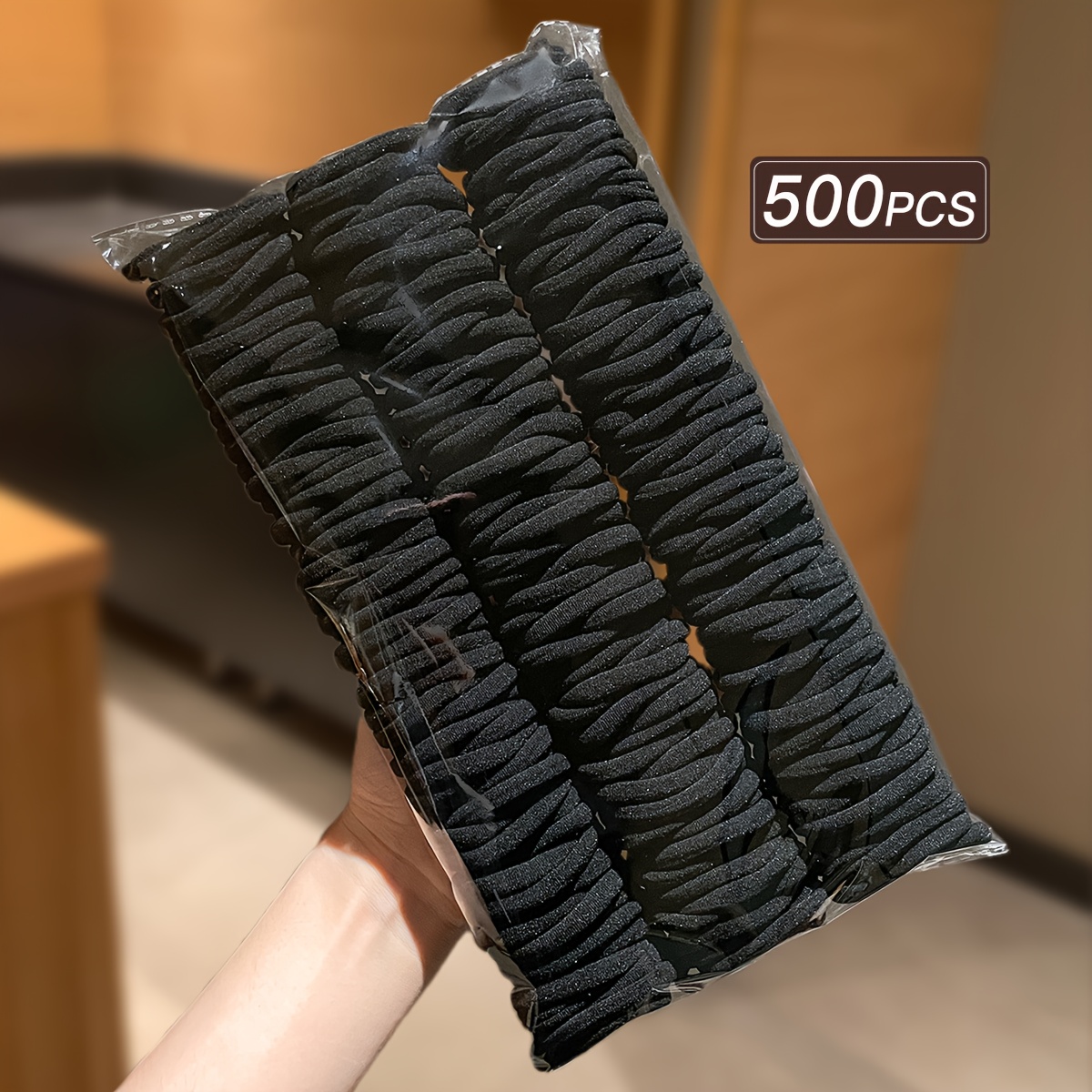 TEMU 400pcs/500pcs Black Ties For Women, High Elasticity Hair Bands, Thick Hair Ties For High Ponytails, Popular Rubber Bands For Adults
