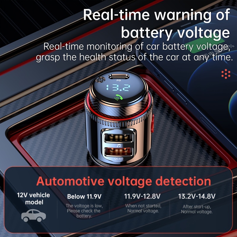 1pc Onboard MP3 Player Wireless Onboard Multipurpose Charger USB/PD Support | Speaker Call And Onboard Power Onboard Multipurpose Onboard Additions | Available for Multiple Vehicles