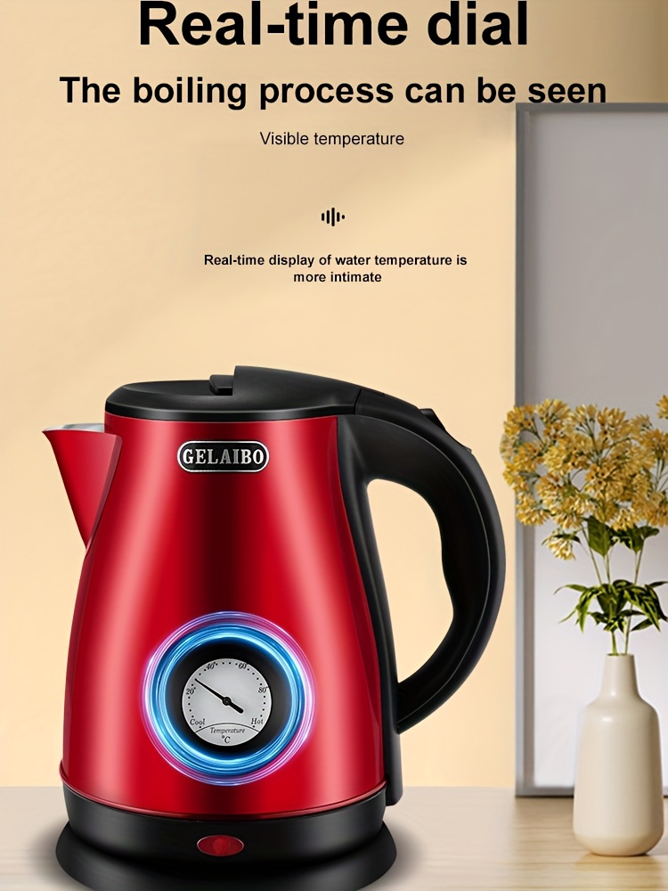 GELAIBO 1.8L Голям електрически кана | Дисплей за температура с указател в реално време, бързо варене, автоматично изключване, защита от варене без вода, неръждаема стомана