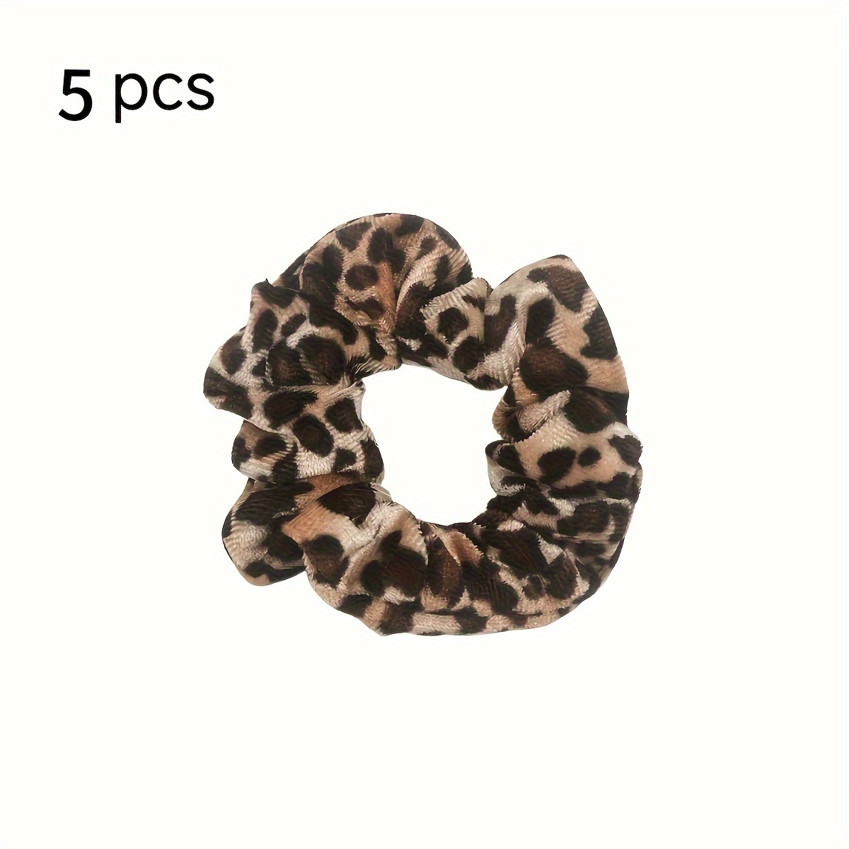 Image of 5pcs Luxurious Leopard Print Velvet Hair Scrunchies - Hair Bands, Hair Rope Ponytail Holders For Women, Female Hair Accessories With Comfortable Wear, , And Versatile Hairstyless