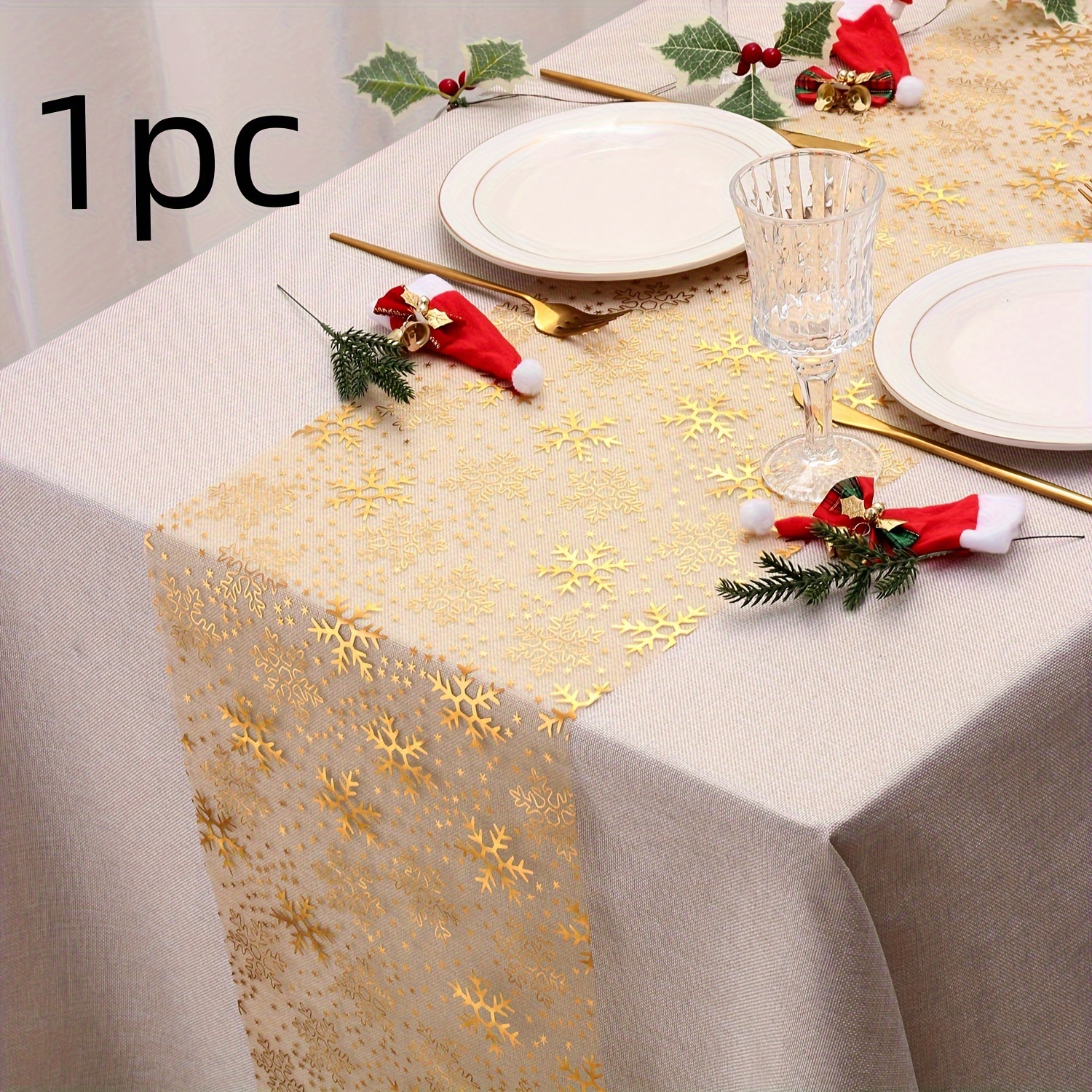 TEMU 1 chemin de table Noël de neige, convient à diverses décorations, fêtes, vacances, Noël, Halloween, An, An (multicolore), 28 X 275/300/500Cm