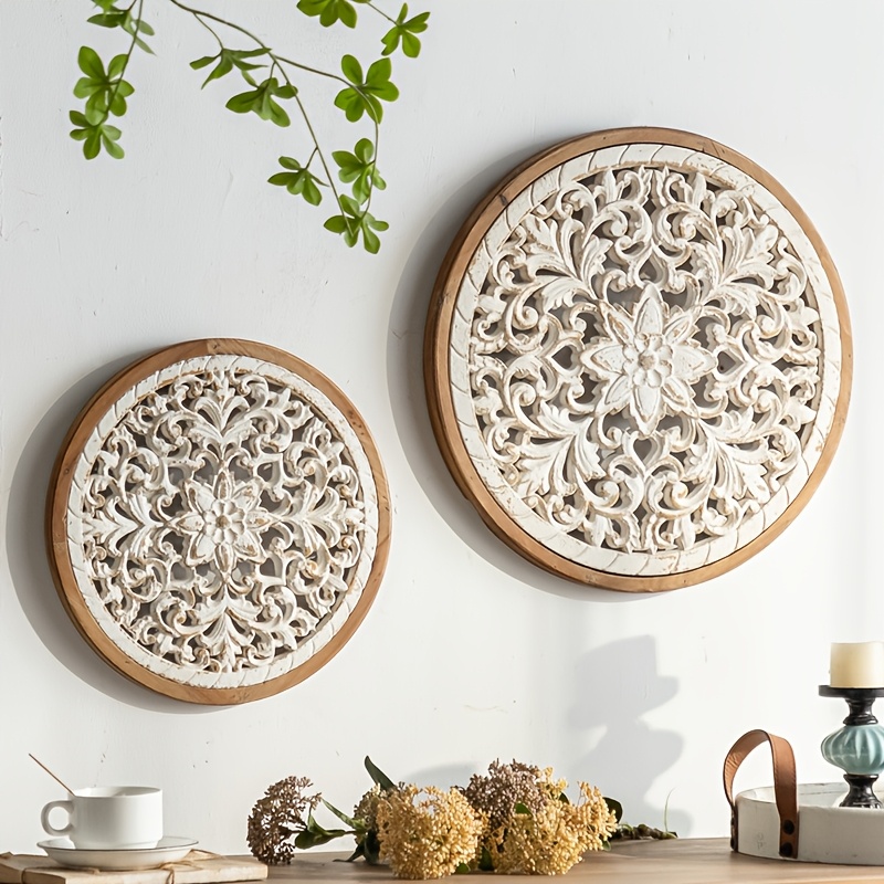   countryside retro carved   wall hanging for   entrance living room wall decoration pendant circular wall hanging 0