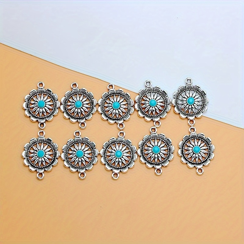 E-shop 10 Stück Blumen Sonnenblumen-Anhänger Sonnenblumen-Charm Zinklegierung Antik Silber Sonnenblumen-Anhänger für Armband DIY Ohrringe Halskette