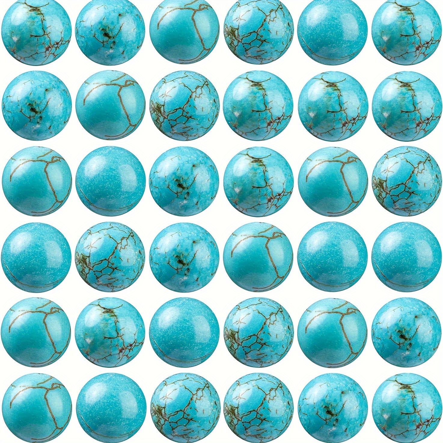 

100pcs Of Natural Stone Beads, 8mm Turquoise Round Gemstones, Loose Beads With String For Making Bracelets And Necklaces.