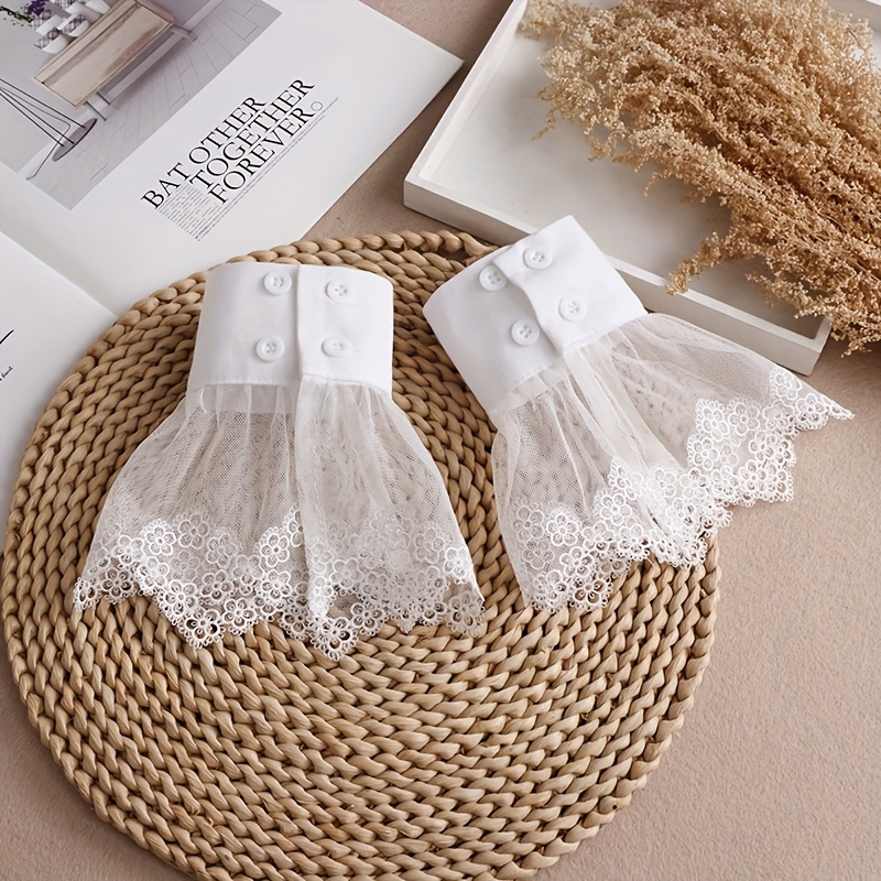 1 Pair Of Mesh Lace Sleeve Covers, Accessory, Lace-trimmed Classic Elegant Style, Three-dimensional Lace Exquisite Women's Sleeve Covers