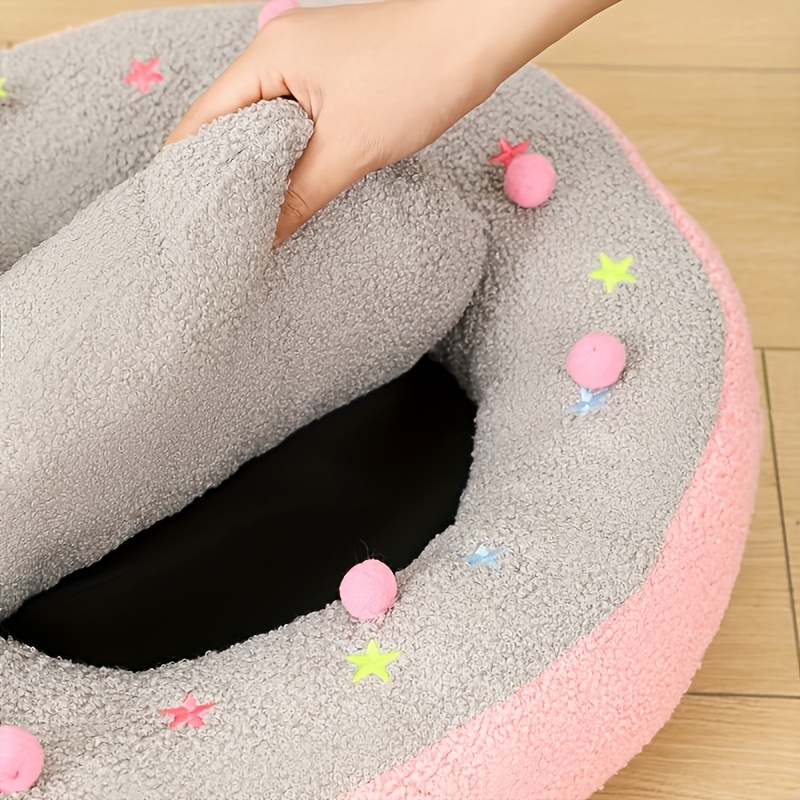 cat bed sleeping bag semi enclosed creative shaped sleeping bag pet nest for cats and dogs separable cushion and bed pet donut flannel fleece lined thickened cross border in stock autumn winter cat bed pet sle Product details 6