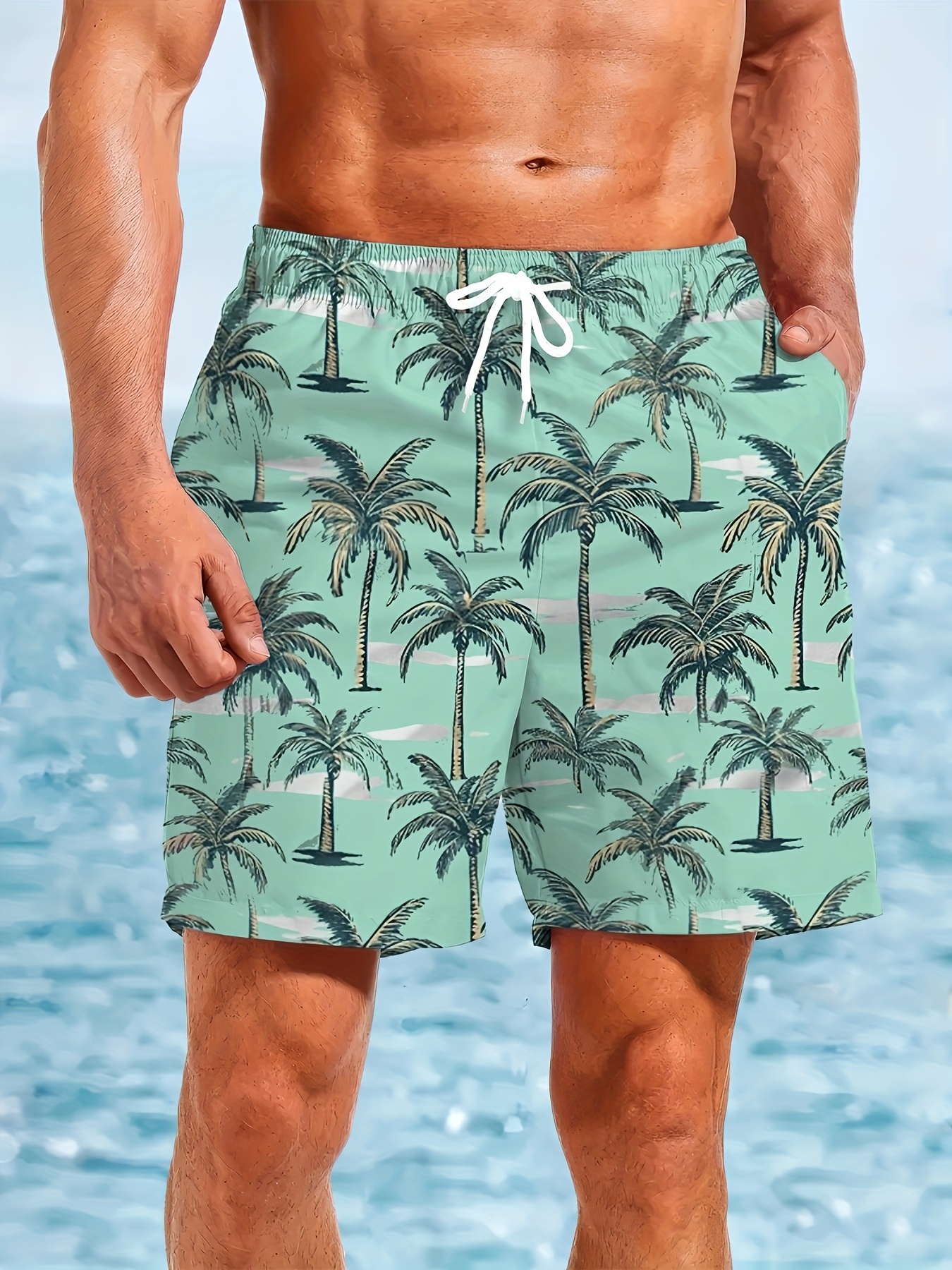 mens quick dry swim shorts tree print Temu Saudi Arabia