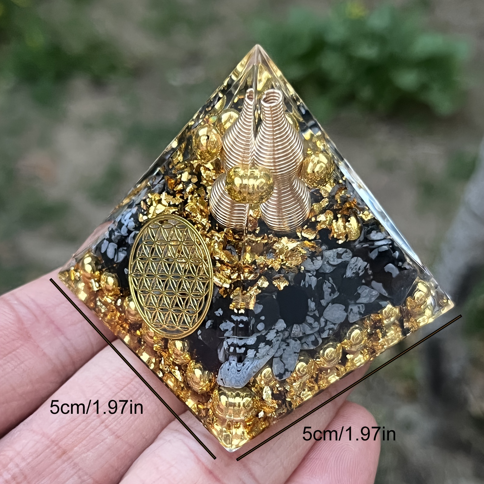 1個 オルゴン石 オブシディアン付き 小さな ル オルゴナイト 固定 屋内