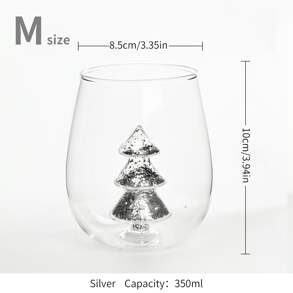 Creative Three-dimensional Christmas Glitter Cup, High Borosilicate Glass Cup, Christmas Gift, For Home Use, To Give , Holiday Gift
