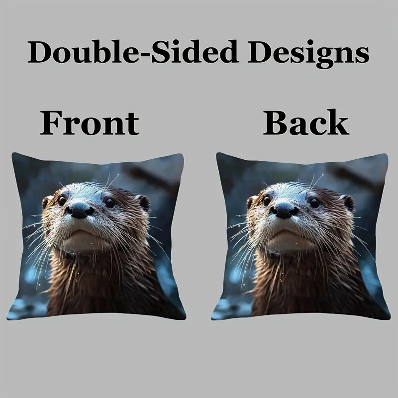 2pcs otter throw pillow covers double sided soft cushion cases with zipper closure realistic otter no insert needed for sofa room car decor machine washable home decoration cdztai2036 bedroom accessories detailed illustration print decorative pillows interior designers Product details 4