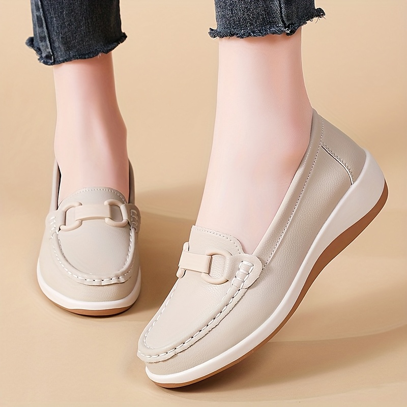 womens beige slip loafers comfortable casual flat shoes - Temu