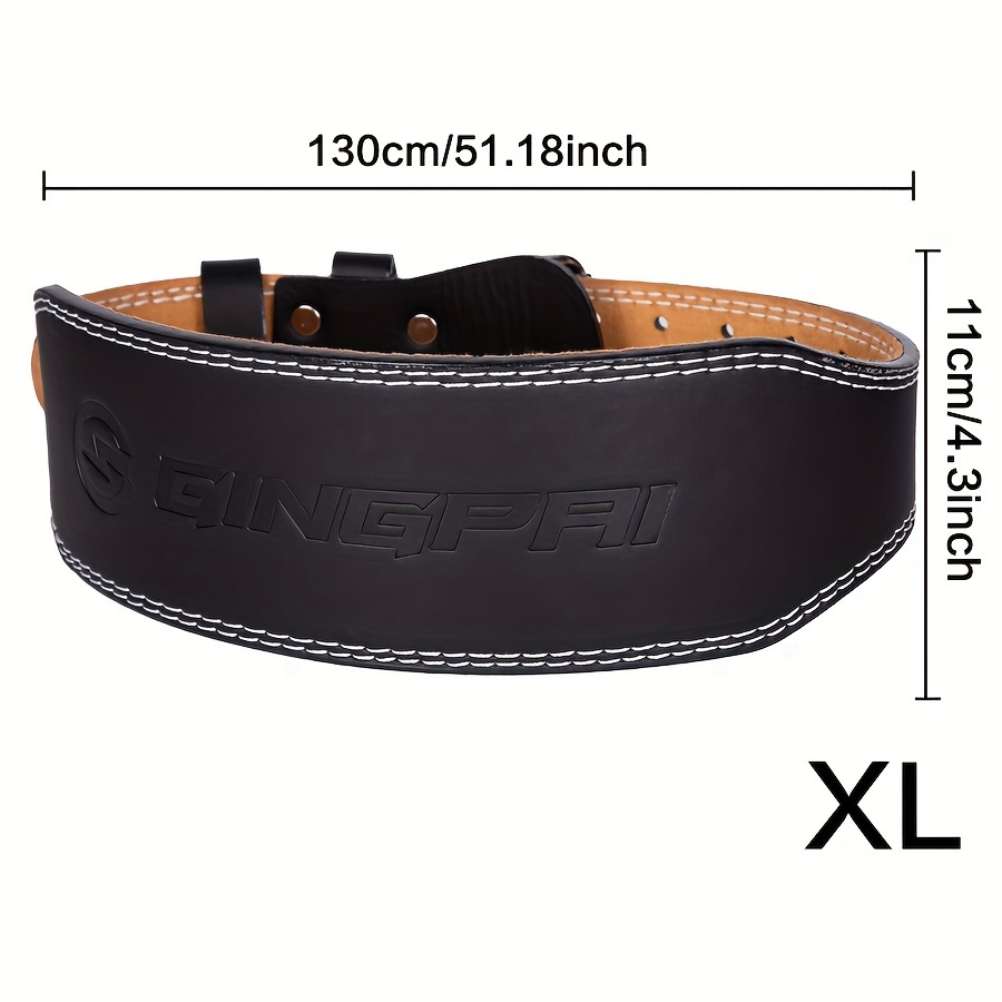 TEMU [popular ] Gingpai Leather Fitness Belt For Men, Professional Weightlifting Waist Support For Squats And Deadlifts, Durable Sports Training Gear, Gym Accessories