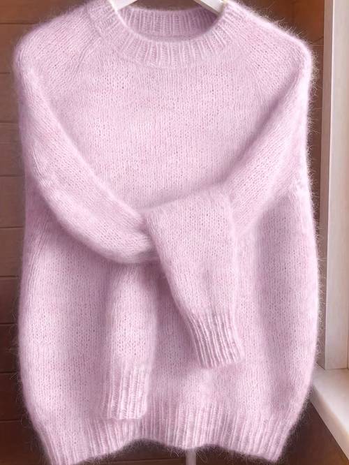 womens brushed mohair blend sweater french inspired raglan sleeve drop shoulder plush for fall winter christmas birthday gift idea