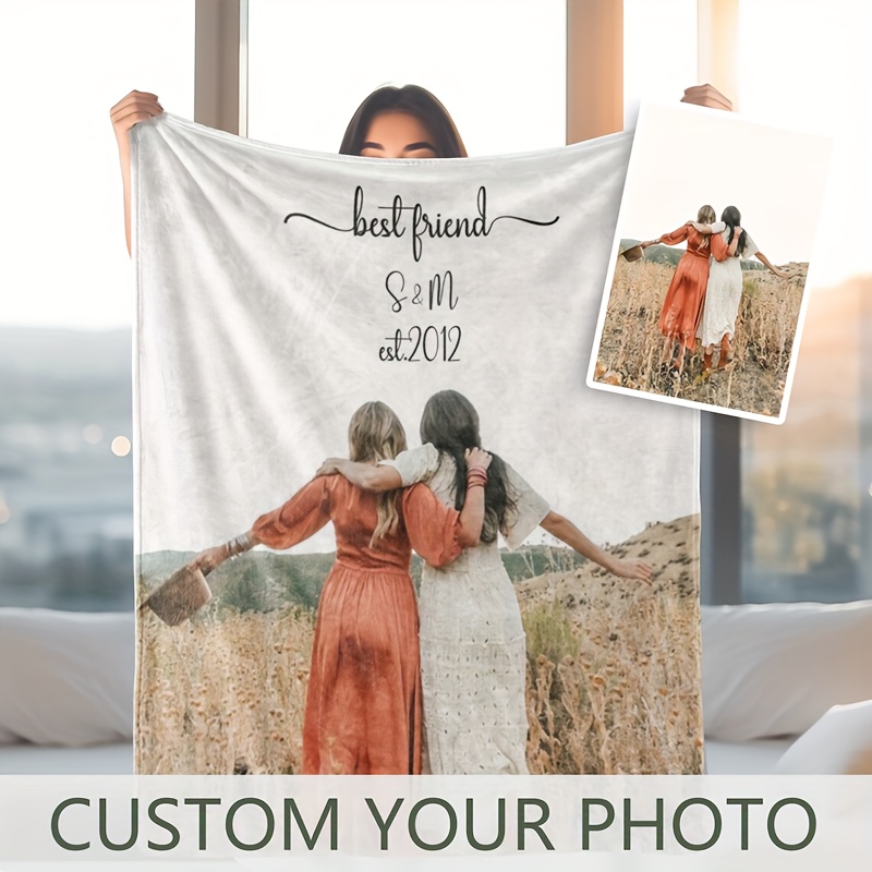 

1pc Custom Blanket Photo Picture Custom Blanket Personalized Customized Gift Blanket Soft Flannel Sofa Blanket