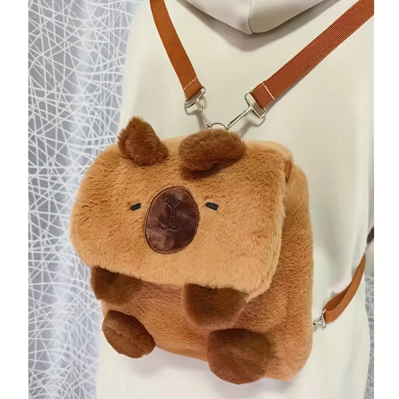1pc new cartoon capybara plush backpack cute girls bag high  display picture 1