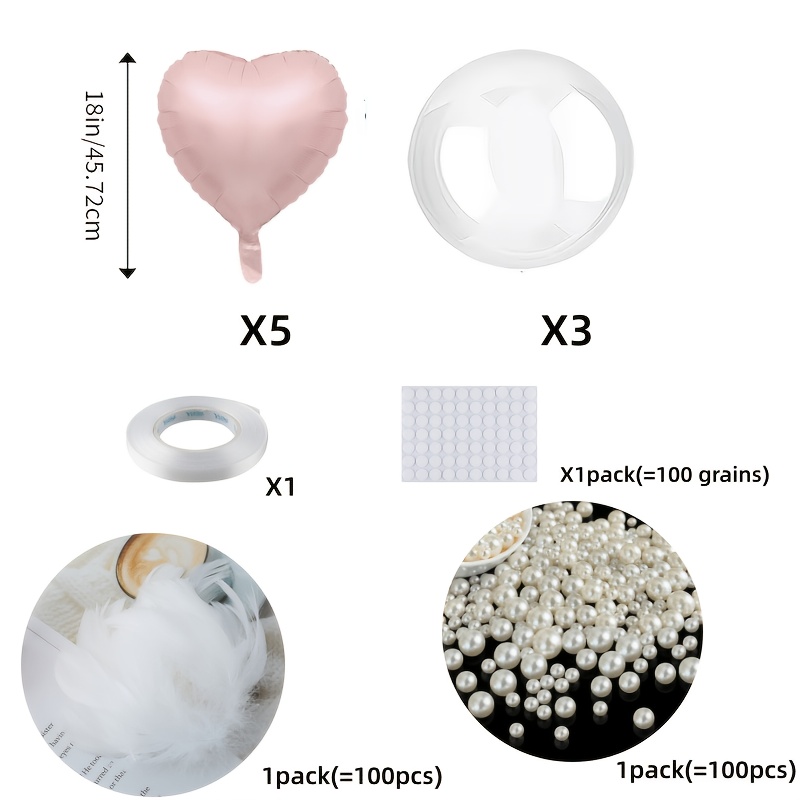 TEMU Ensemble de pompons, perles et plumes de cœur rose rétro, idéal pour les fêtes de mariage, les , les anniversaires, de d', les fêtes