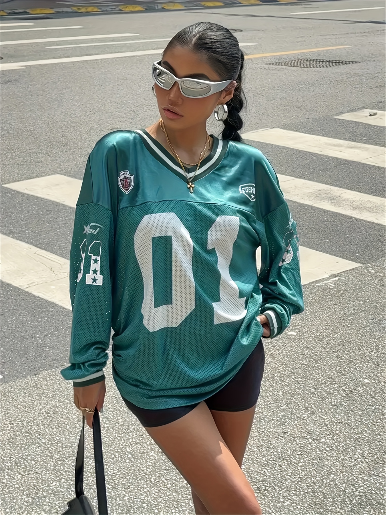 womens casual football jersey t shirt 11 number letter Temu