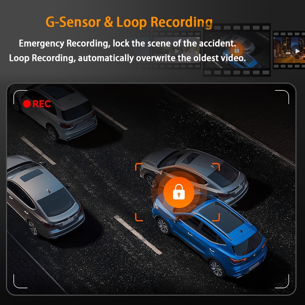 ETYMOOFOX 4-Channel Dash Cam for Cars with 3” IPS Screen, 1080P Front & 720P Rear/Driver/Side Cameras, Night Vision, Loop Recording, Parking Monitor System, Hardwire Kit Required Suitable for Vehicle Surveillance, Dashcam Accessories
