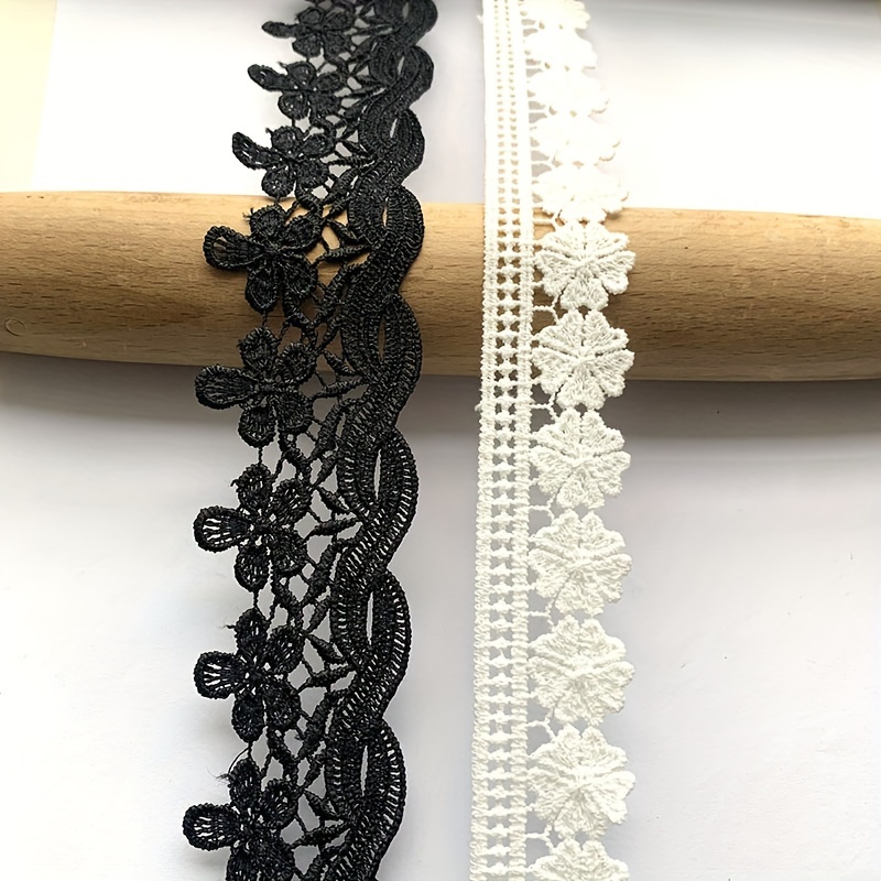 White Lace Trim for Sewing 1/2 Inch Wide Tape Lace Embroidered Fabric  Scalloped Thin Lace Ribbon for Hair Crafts or Dress Clothing Decoration 5  Yards