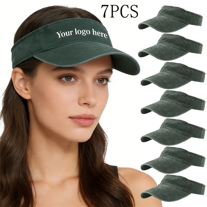 7pcs Bulk Pack Custom Logo/Text Visor Hats for Summer