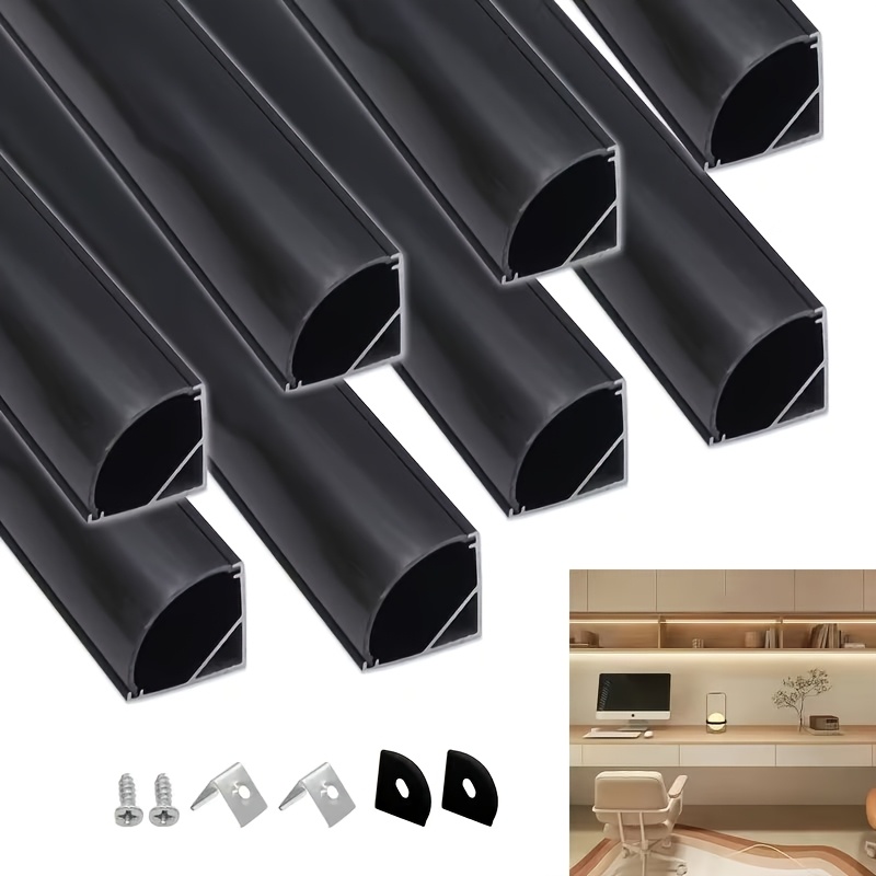 TEMU 8pcs Set Of 0.5m V-shaped Light Tracks, Channels With Diffuser Covers, Includes Mounting Accessories, No External Power Supply Required,