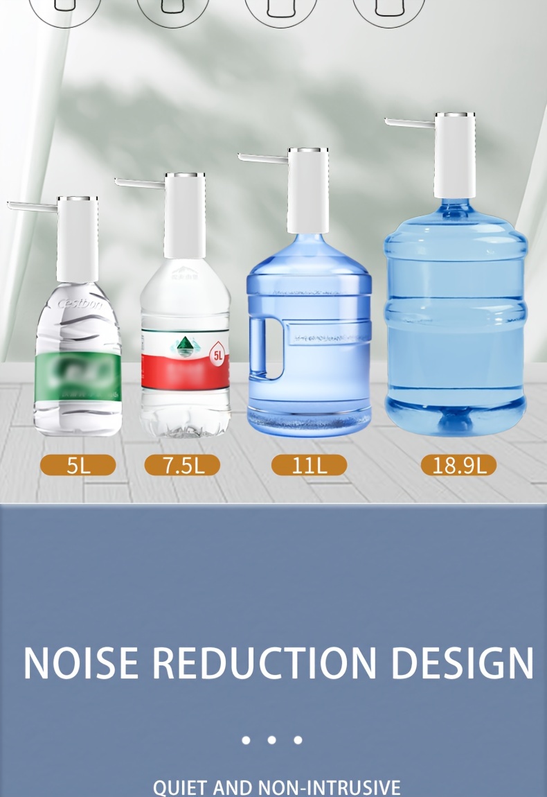 Water Dispenser Pump for 5-Gallon Bottles - Features Digital Display, Type-C USB Charging, Portable Electric Pump, Automatic Folding, And Both Quantitative And Continuous Modes