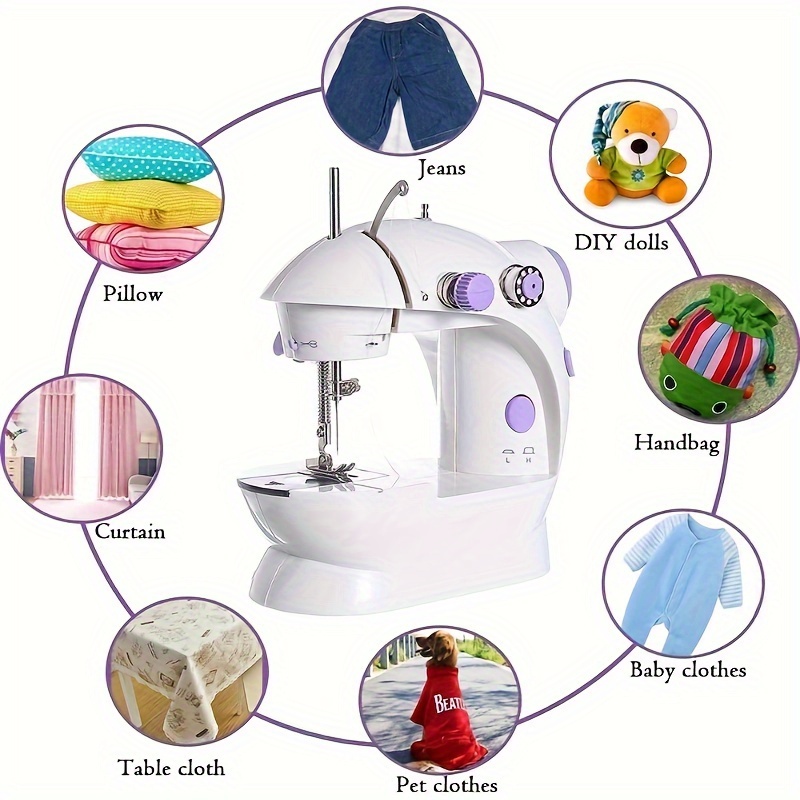 portable mini sewing machine for beginners 2 speed electric craft mending machine with 2 thread cones travel friendly automatic sewing device white us plug   for     crafting tool compact sewing machine   sewing machine   details 5
