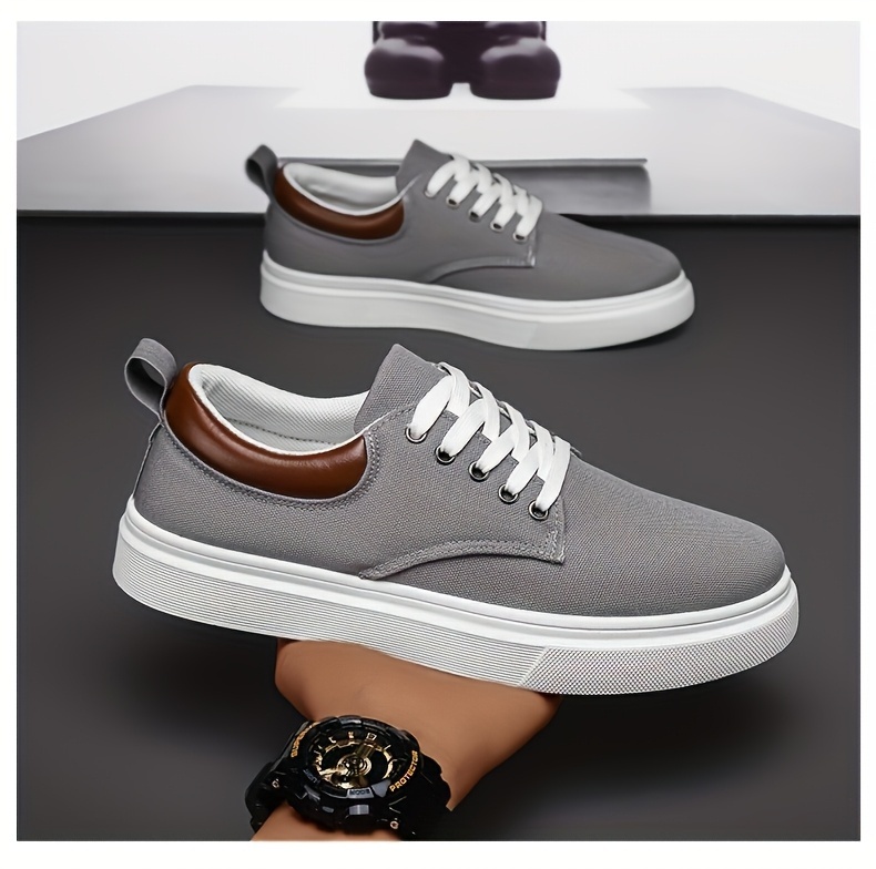 Baskets en Toile Homme Bicolore Chaussures décontractées en toile pour hommes, chaussures de skate tendance et polyvalentes, baskets de sport basses élégantes