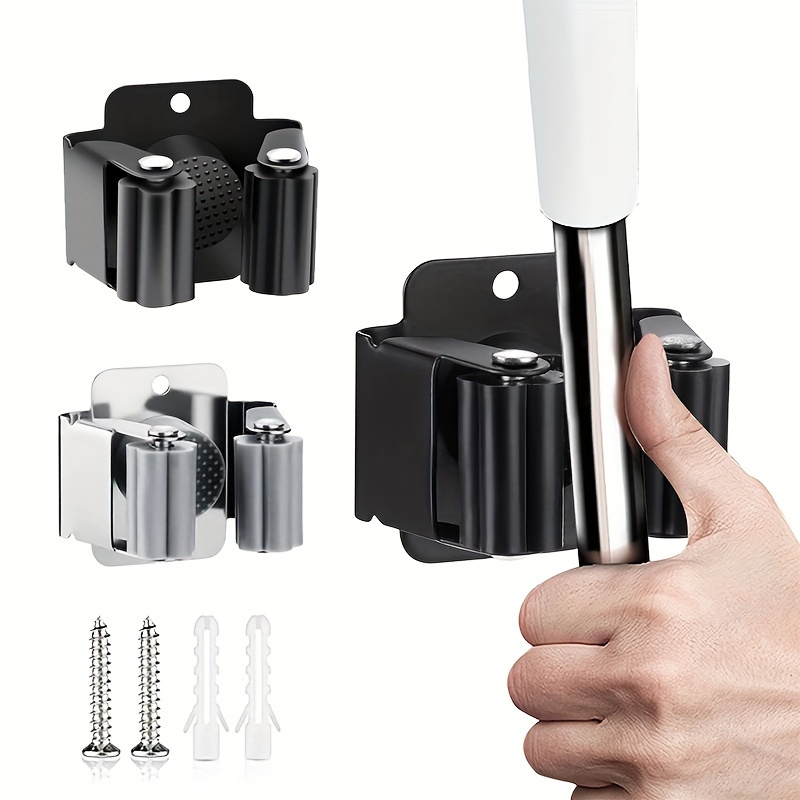 

Stainless Steel Broom And Mop Holder Set (4/6pcs) - Heavy-duty Wall-mounted Organizer For Garden Tools, Anti-slip Utility Rack For Rakes, Shovels & More - Includes Screws