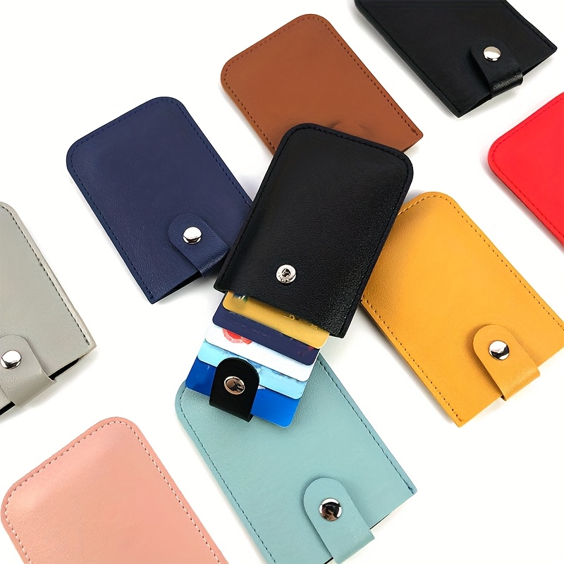 

1pc Slim & Stylish Leather Card Holder - Pull-out Wallet With Rfid Blocking, Holds 5 Cards, Snap Closure, In Assorted Colors - Ideal For Credit Cards & Cash, Perfect Gift For Holidays