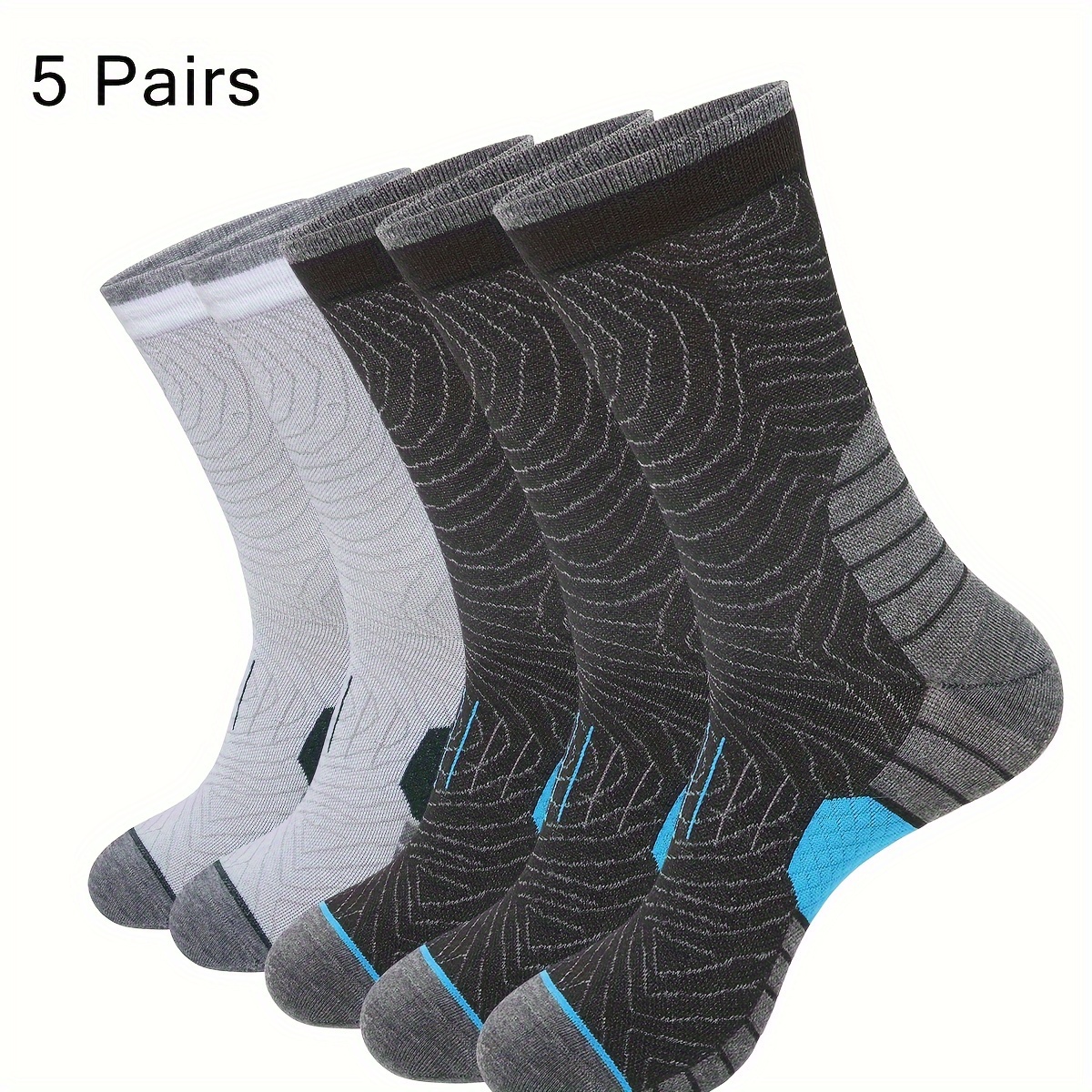 

5 Paires de Chaussettes Athlétiques de Compression pour Hommes pour à Pied et le Cyclisme en Extérieur Convient pour le Port , à Pied, le Cyclisme et le Fitness