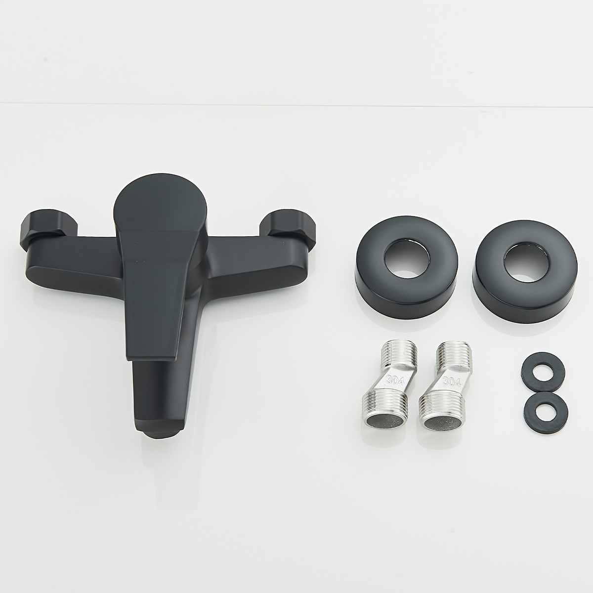 Image of Bathtub Mixer Tap Black Single Lever Bath Mixer Tap, Wall Mounted Mixer Tap Bath Kit Hot And Cold Tap Bath With Mounting Additions Single Lever Mixer Tap For Shower And Tub, Black