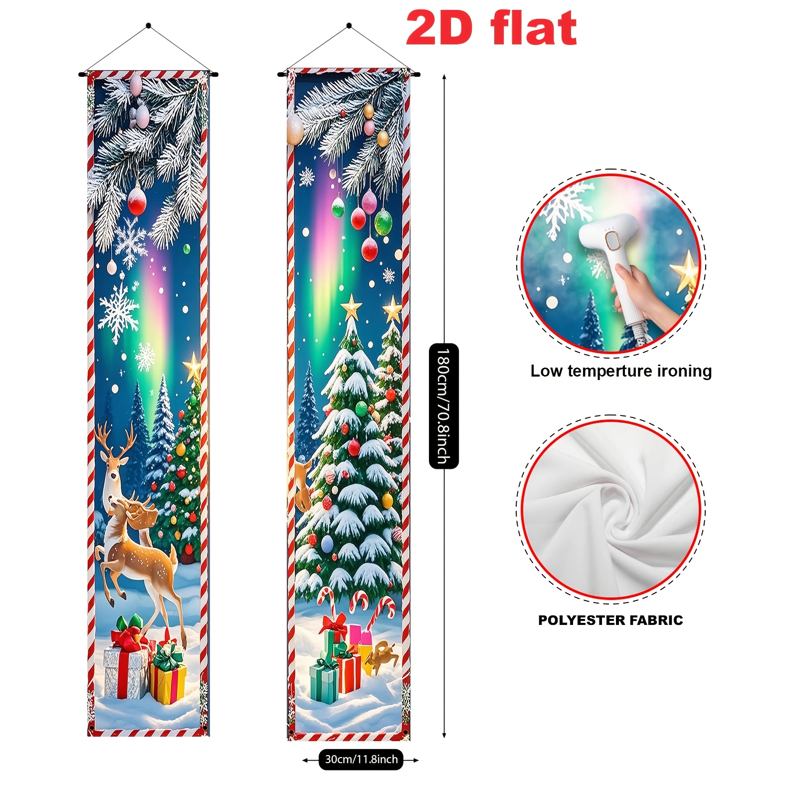 TEMU 2D Flach, 2D Flach - 2D Flach Banner [Partybanner, Flagge/Partybänder] 2 Stück (11.8 X Zoll / 30 X 180 cm), Polyester Material, Weihnachts-Thema