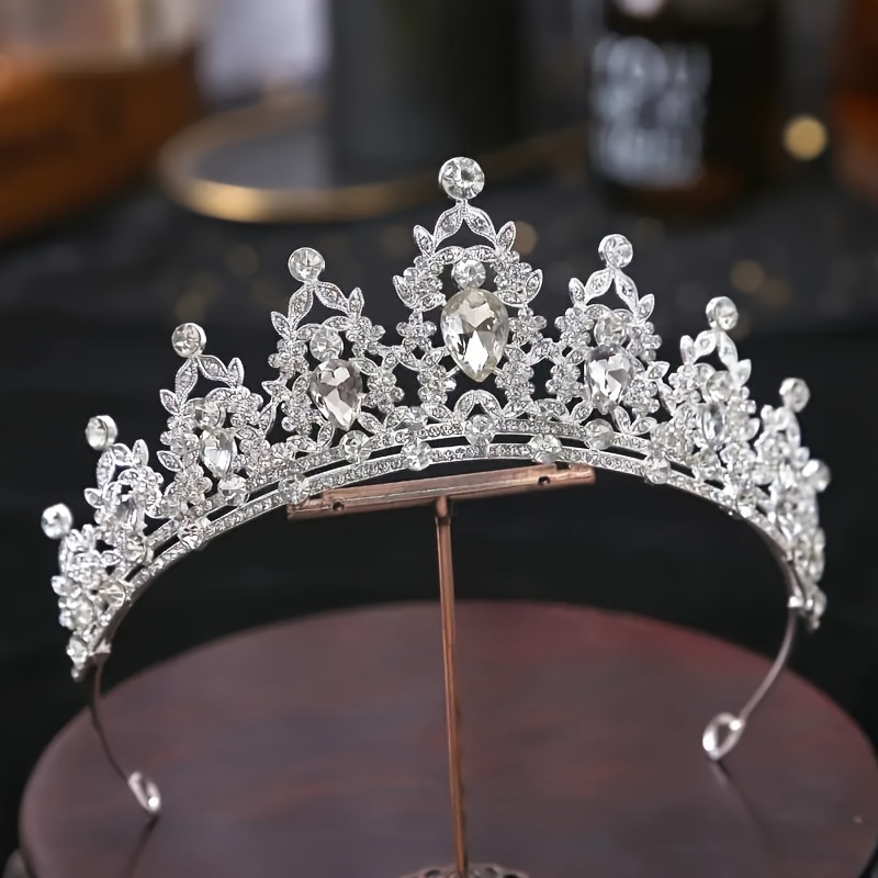 TEMU 1pc High-end Alloy Tiara Bridal Rhinestone Crown Shiny Wedding Gown Headdress Birthday Party Hair Accessories