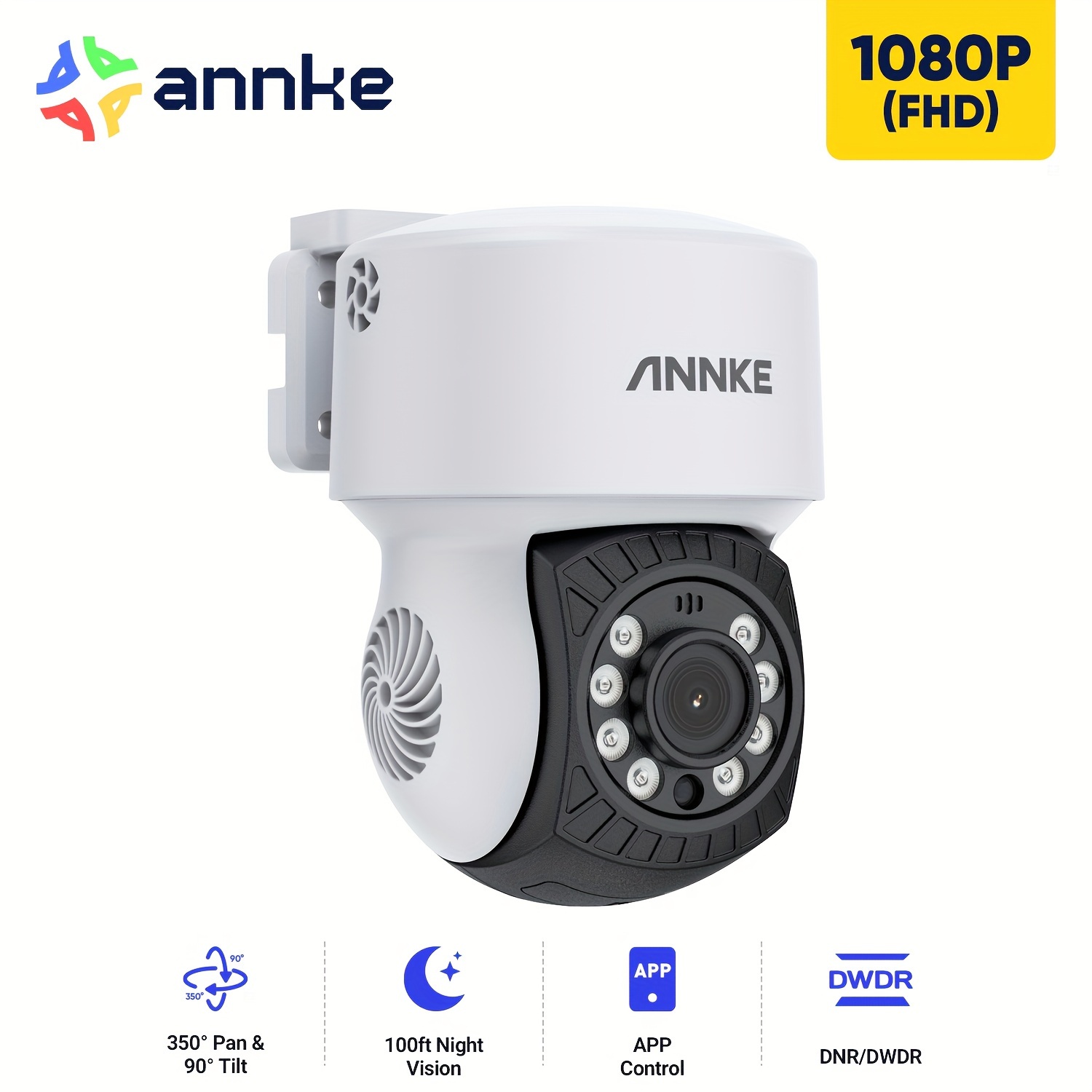 ANNKE 2MP AHD CCTV Domača Nadzorna Kupolasta PT Žična Kamera z 350° Panoramskim in 90° Nagibnim Gledanjem, 100ft IR Nočnim , Varnostna Kame