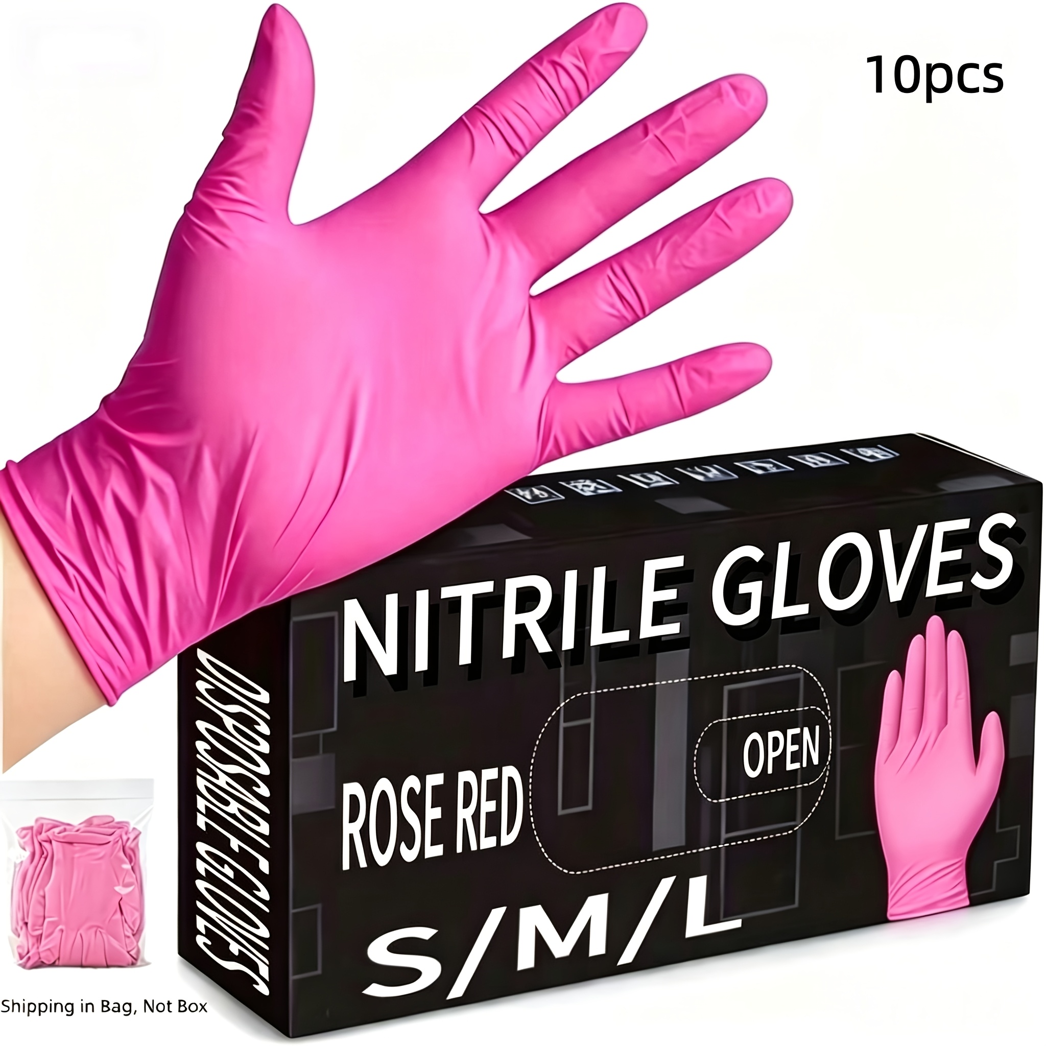 10pcs disposable nitrile gloves dark pink durable and lightweight suitable for household cleaning hairdressing pet grooming kitchen and bathroom use multiple sizes    
