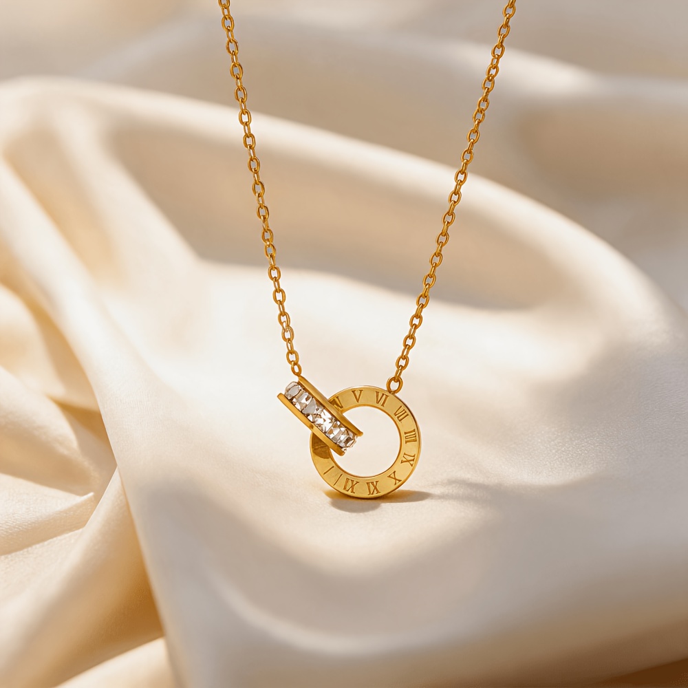 Women's Dual Interwoven Circular Necklace in Hypoallergenic Stainless Steel