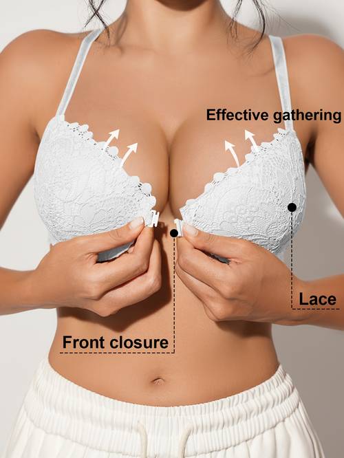 womens lace front closure underwire bra full coverage lift shape enhancement comfortable breathable non detachable padding adjustable closure steel boning support everyday special occasion lingerie