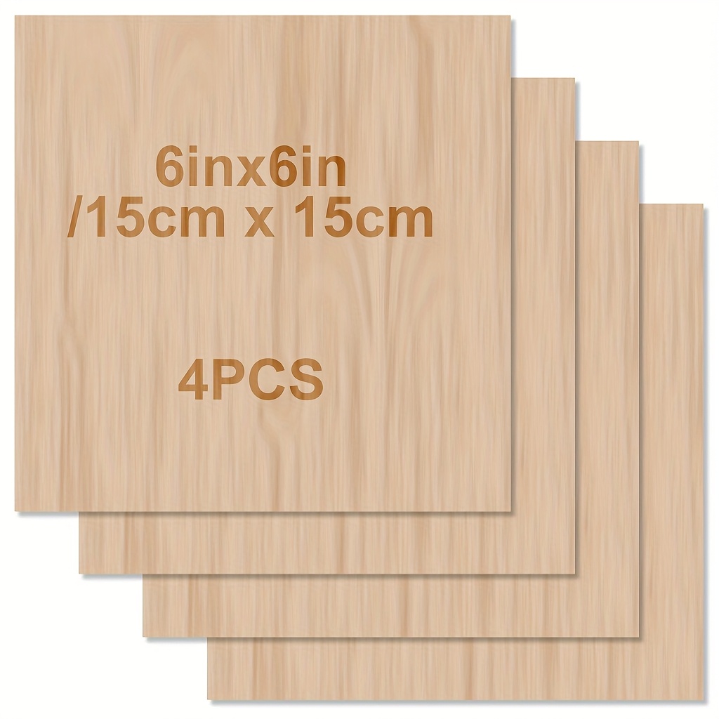 

4pcs/8pcs/16pcs Pieces Of Wood, Inch/15*15cm - 2mm , Blank Wood Cutouts For Handicrafts, Arts And Crafts, Wood Carving For Wooden Cutouts School Projects Crafts Diy Models Carving