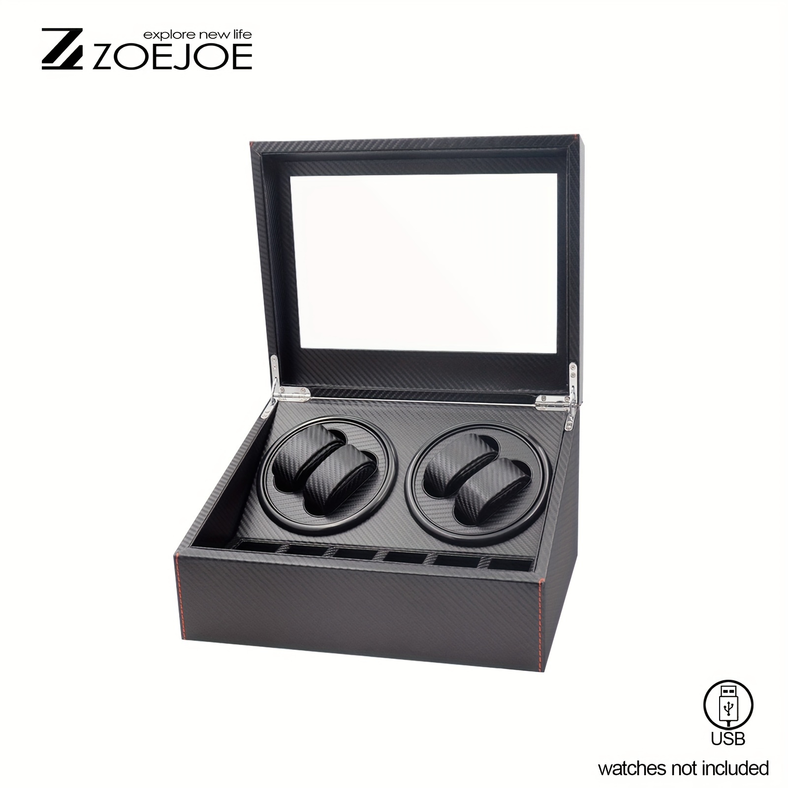Boîte à Montres 12 Emplacements - Couvercle Verre, Cuir PU Noir, Rangement Élégant